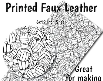 Volleyball Pattern Faux Leather Sheet/Printed Faux Leather for Earrings/Leather Fabric for Bows/Leatherette Sheets/Synthetic Leather