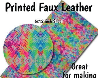 Colorful Tie Dye Faux Leather Sheet/Printed Faux Leather for Earrings/Leather Fabric for Bows/Leatherette Sheets/Synthetic Leather