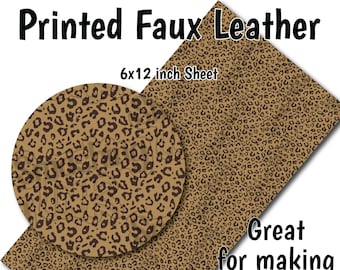 Cheetah Print Faux Leather Sheet/Printed Faux Leather for Earrings/Leather Fabric for Bows/Leatherette Sheets/Synthetic Leather