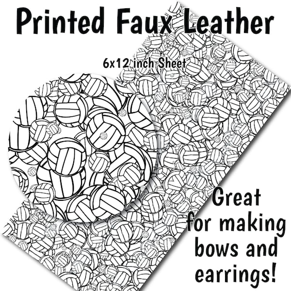 Volleyball Pattern Faux Leather Sheet/Printed Faux Leather for Earrings/Leather Fabric for Bows/Leatherette Sheets/Synthetic Leather