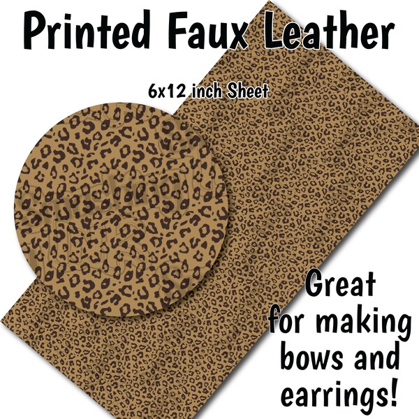 Cheetah Print Faux Leather Sheet/Printed Faux Leather for Earrings/Leather Fabric for Bows/Leatherette Sheets/Synthetic Leather