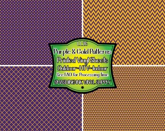 Purple & Gold Adhesive Vinyl | Heat Transfer | Faux Leather | Laser Safe Materials