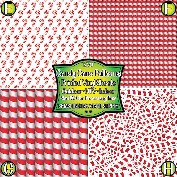 Candy Cane Vinyl/Printed Heat Transfer Vinyl/Patterned Vinyl/Printed 651 Vinyl/Printed 631 Vinyl/Printed Outdoor Vinyl/Printed HTV