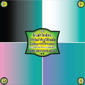 Gradient Heat Transfer Vinyl, Pink Teal Gradient Pattern HTV