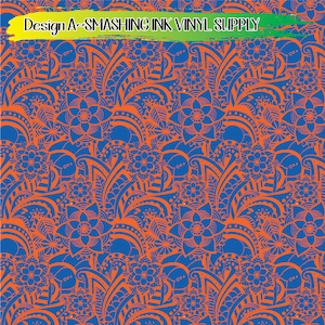 Blue & Orange Pattern Vinyl/Printed Heat Transfer Vinyl/Pattern Vinyl/Printed 651 Vinyl/Printed 631 Vinyl/Printed Outdoor Vinyl/Printed HTV