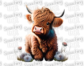 Cute Baby Highland Cow ~ Apparel Transfer | DTF | Iron On | Sublimation | HTV
