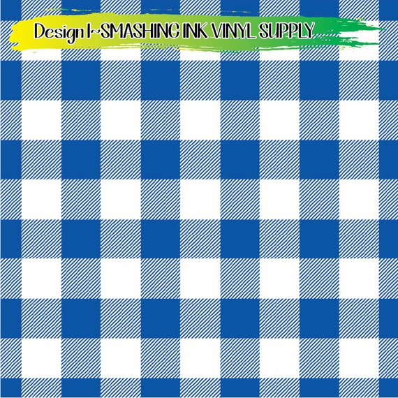 Blue Gingham Adhesive Vinyl | Heat Transfer | Faux Leather | Laser Safe Materials