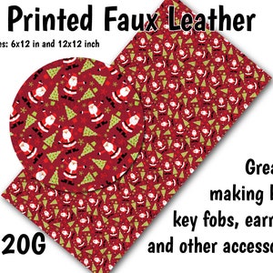 Holiday Characters Faux Leather Sheet/Printed Faux Leather for Earrings/Leather Fabric for Bows/Leatherette Sheets/Synthetic Leather