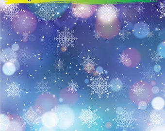 Vinilo adhesivo con efecto bokeh invernal de copos de nieve, transferencia térmica, piel sintética y materiales seguros para láser.