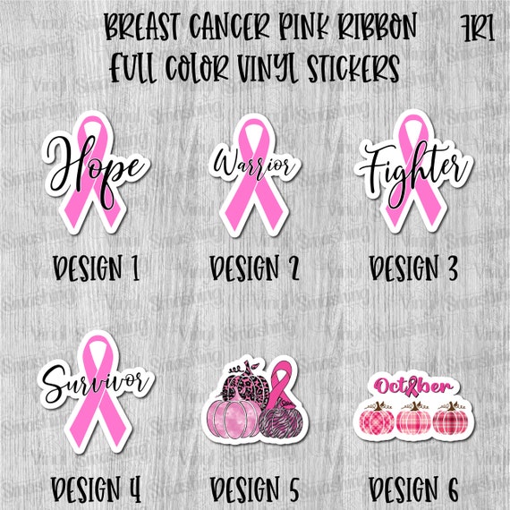 Custom Thin Pink Ribbon Multi-Color Transfer Sticker