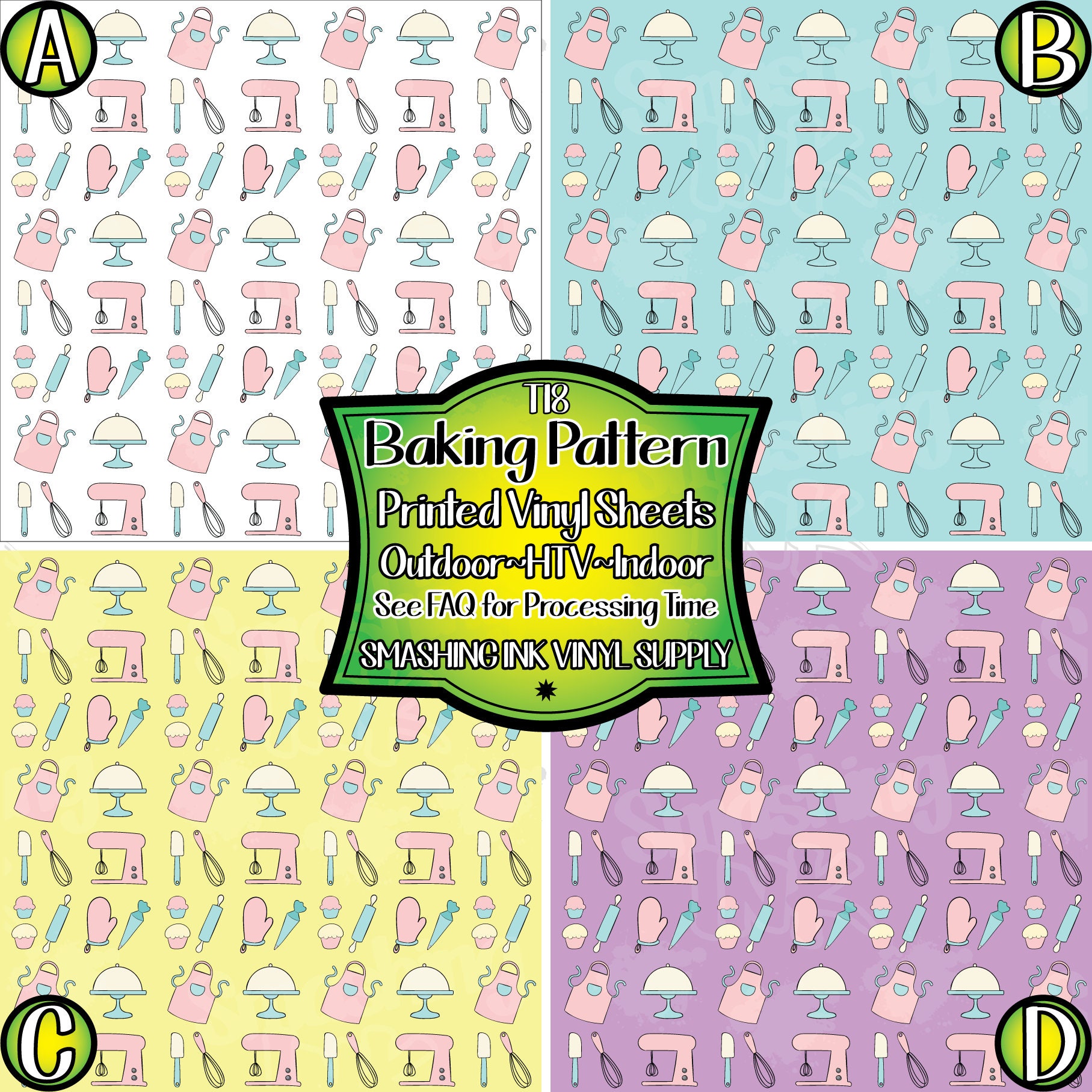 Baking Pattern Printed Vinyl/printed Heat Transfer Etsy