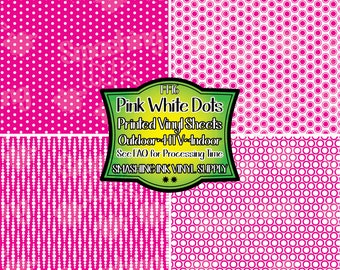 Pink White Dots Vinyl/Printed Heat Transfer Vinyl/Patterned Vinyl/Printed 651 Vinyl/Printed 631 Vinyl/Printed Outdoor Vinyl/Printed HTV