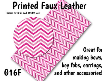 Pink Chevron Faux Leather Sheet/Printed Faux Leather for Earrings/Leather Fabric for Bows/Leatherette Sheets/Synthetic Leather