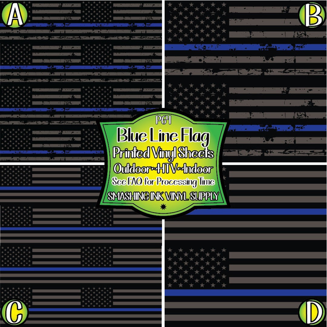 Police Blue Flag Adhesive Vinyl | Heat Transfer | Faux Leather | Laser ...