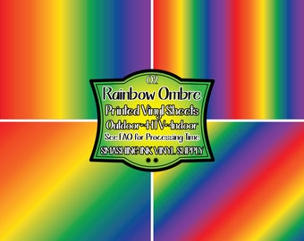 Rainbow Ombre Vinyl Print/Printed Heat Transfer Vinyl/Patterned Vinyl/Printed 651 Vinyl/Printed 631 Vinyl/Printed Outdoor Vinyl/Printed HTV