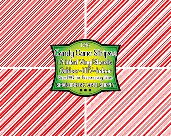 Candy Cane Stripes Adhesive Vinyl | Heat Transfer | Faux Leather | Laser Safe Materials