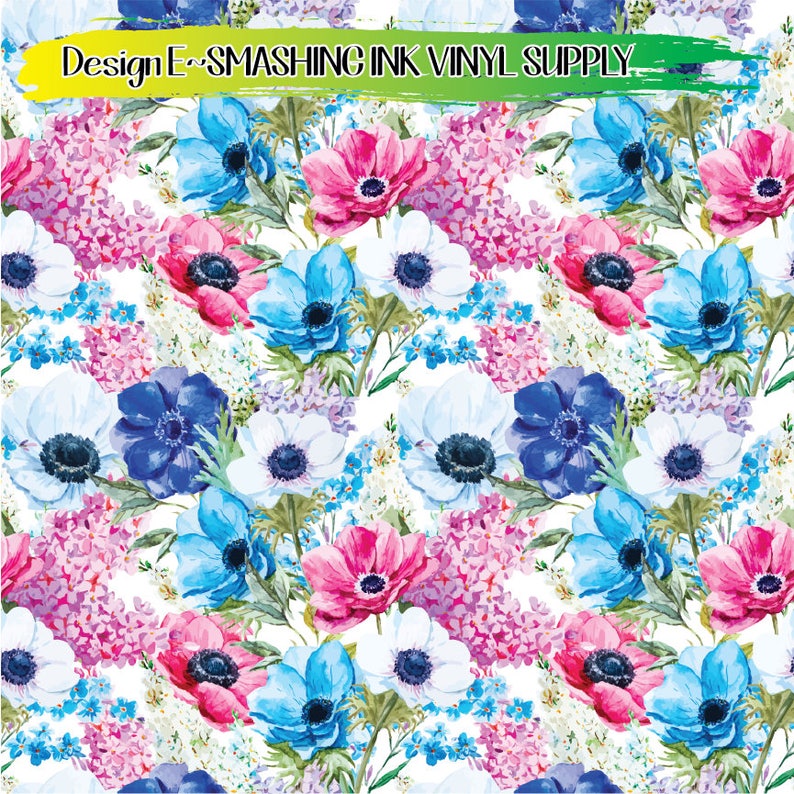 Floral Watercolor Vinyl/Printed Heat Transfer Vinyl ...