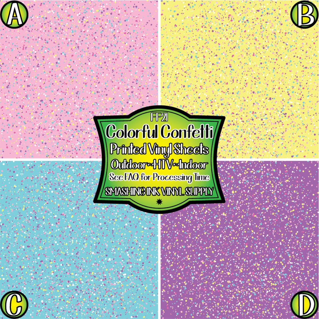 Colorful Confetti Vinyl/printed Heat Transfer Vinyl/patterned Vinyl