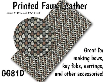Grunge Holiday Trees Faux Leather Sheet/Printed Faux Leather for Earrings/Leather Fabric for Bows/Leatherette Sheets/Synthetic Leather