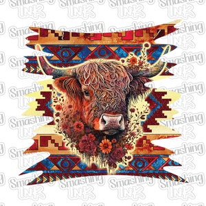 Western Highland Cow 2 Apparel Transfer - Available in Heat Transfer, DTF (Direct to Film), or Sublimation, Iron On Shirt Transfer