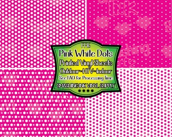 Pink White Dots Vinyl/Printed Heat Transfer Vinyl/Patterned Vinyl/Printed 651 Vinyl/Printed 631 Vinyl/Printed Outdoor Vinyl/Printed HTV