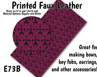Aztec Sugar Skulls Faux Leather Sheet/Printed Faux Leather for Earrings/Leather Fabric for Bows/Leatherette Sheets/Synthetic Leather