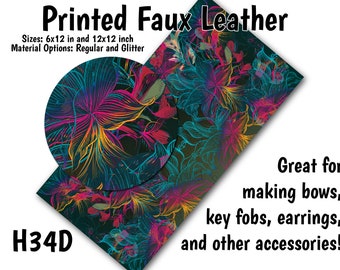 Colorful Flowers Faux Leather Sheet/Printed Faux Leather for Earrings/Leather Fabric for Bows/Leatherette Sheets/Synthetic Leather