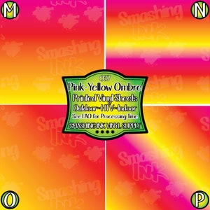 Pink-Yellow Ombre Vinyl/Printed Heat Transfer Vinyl/Patterned Vinyl/Printed 651 Vinyl/Printed 631 Vinyl/Printed Outdoor Vinyl/Printed HTV