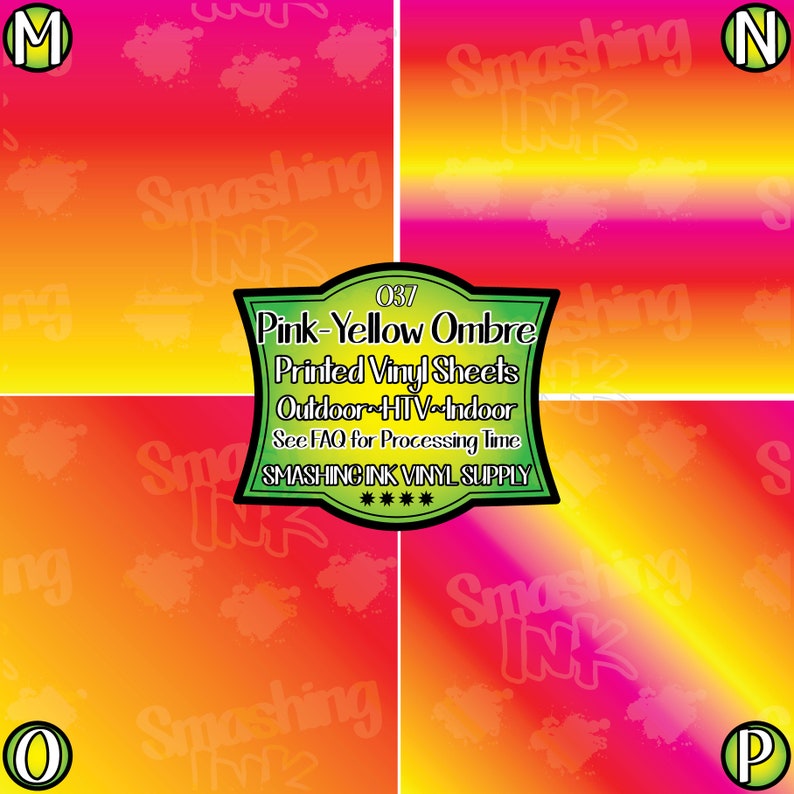 Pinkyellow Ombre Vinyl/printed Heat Transfer Vinyl/patterned Etsy