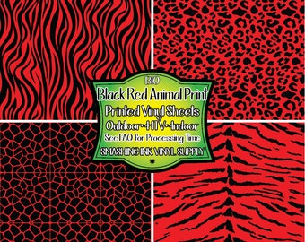 Red Black Animal Print/Printed Heat Transfer Vinyl/Patterned Vinyl/Printed 651 Vinyl/Printed 631 Vinyl/Printed Outdoor Vinyl/Printed HTV