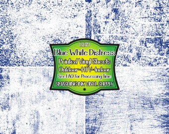 Blue White Distress Printed Vinyl/Printed Heat Transfer Vinyl/Pattern Vinyl/Printed 651 Vinyl/Vinyl/Printed Outdoor Vinyl/Printed HTV
