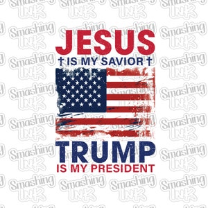 Jesus And Trump Apparel Transfer - Available in Heat Transfer, DTF (Direct to Film), or Sublimation, Iron On Shirt Transfer