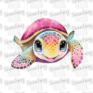 Pink Baby Turtle Apparel Transfer - Available in Heat Transfer, DTF (Direct to Film), or Sublimation, Iron On Shirt Transfer