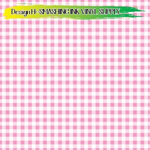 May include: A pink and white gingham pattern background with the text "DesignH-SMASHING INK VINYL SUPPLY" in green and yellow at the top.