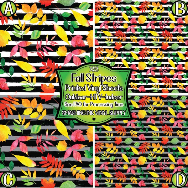 Fall Stripes Adhesive Vinyl | Heat Transfer | Faux Leather | Laser Safe Materials