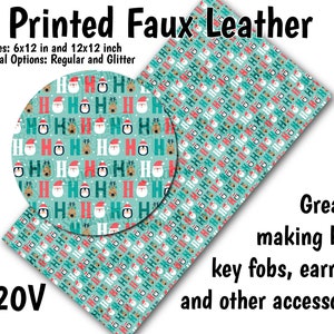 Christmas Characters Faux Leather Sheet/Printed Faux Leather for Earrings/Leather Fabric for Bows/Leatherette Sheets/Synthetic Leather