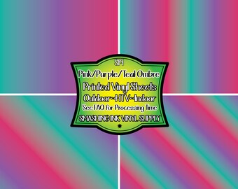 Pink Purple Teal Ombre  Adhesive Vinyl | Heat Transfer | Faux Leather | Laser Safe Materials