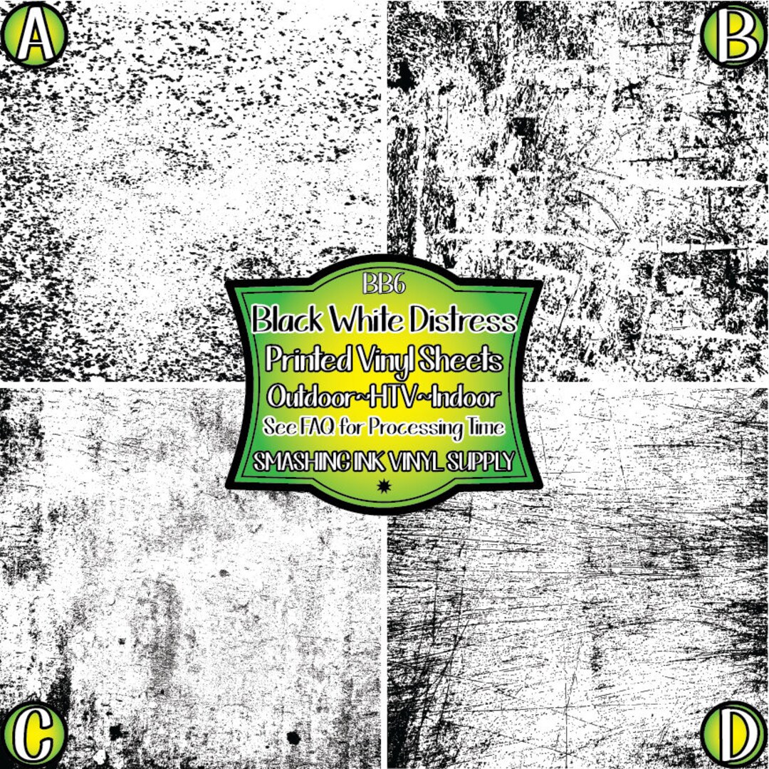 Black White Distressed Vinyl/printed Heat Transfer Vinyl/pattern Vinyl ...