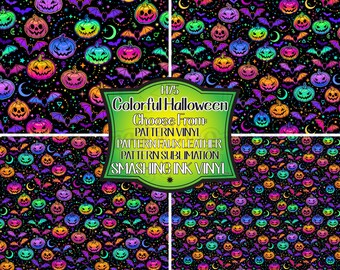 Colorful Halloween Adhesive Vinyl | Heat Transfer | Faux Leather | Laser Safe Materials