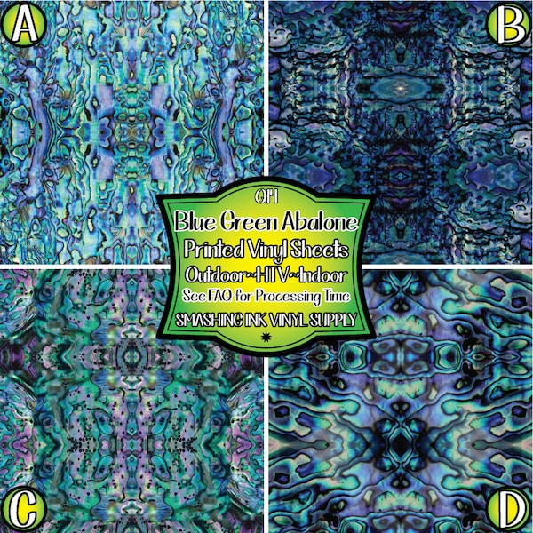 Blue Green Abalone Vinyl/Printed Heat Transfer Vinyl/Patterned Vinyl/Printed 651 Vinyl/Printed 631 Vinyl/Printed Outdoor Vinyl/Printed HTV