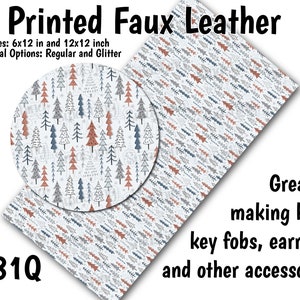 Winter Wonderland Faux Leather Sheet/Printed Faux Leather for Earrings/Leather Fabric for Bows/Leatherette Sheets/Synthetic Leather