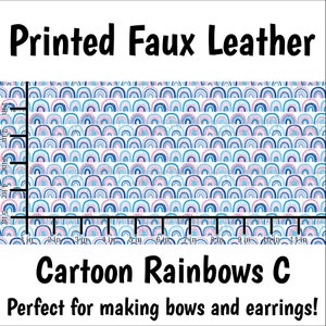 Cartoon Rainbows C Faux Leather Sheet/Printed Faux Leather for Earrings/Leather Fabric for Bows/Leatherette Sheets/Synthetic Leather image 2