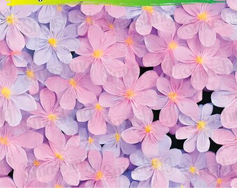Vinilo adhesivo con flores de color púrpura y rosa / Transferencia de calor / Cuero sintético / Materiales seguros para láser