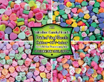 Valentine Conversation Hearts Adhesive Vinyl | Heat Transfer | Faux Leather | Laser Safe Materials
