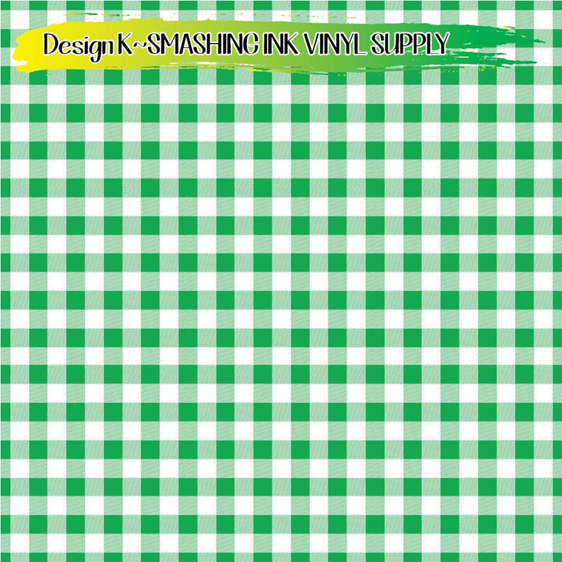 May include: Green and white gingham pattern. Design K - Smashing Ink Vinyl Supply.