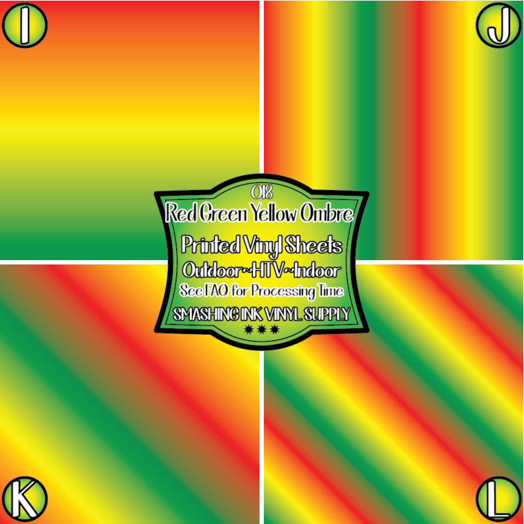 Green and Yellow Brushstroke Patterned Vinyl & HTV