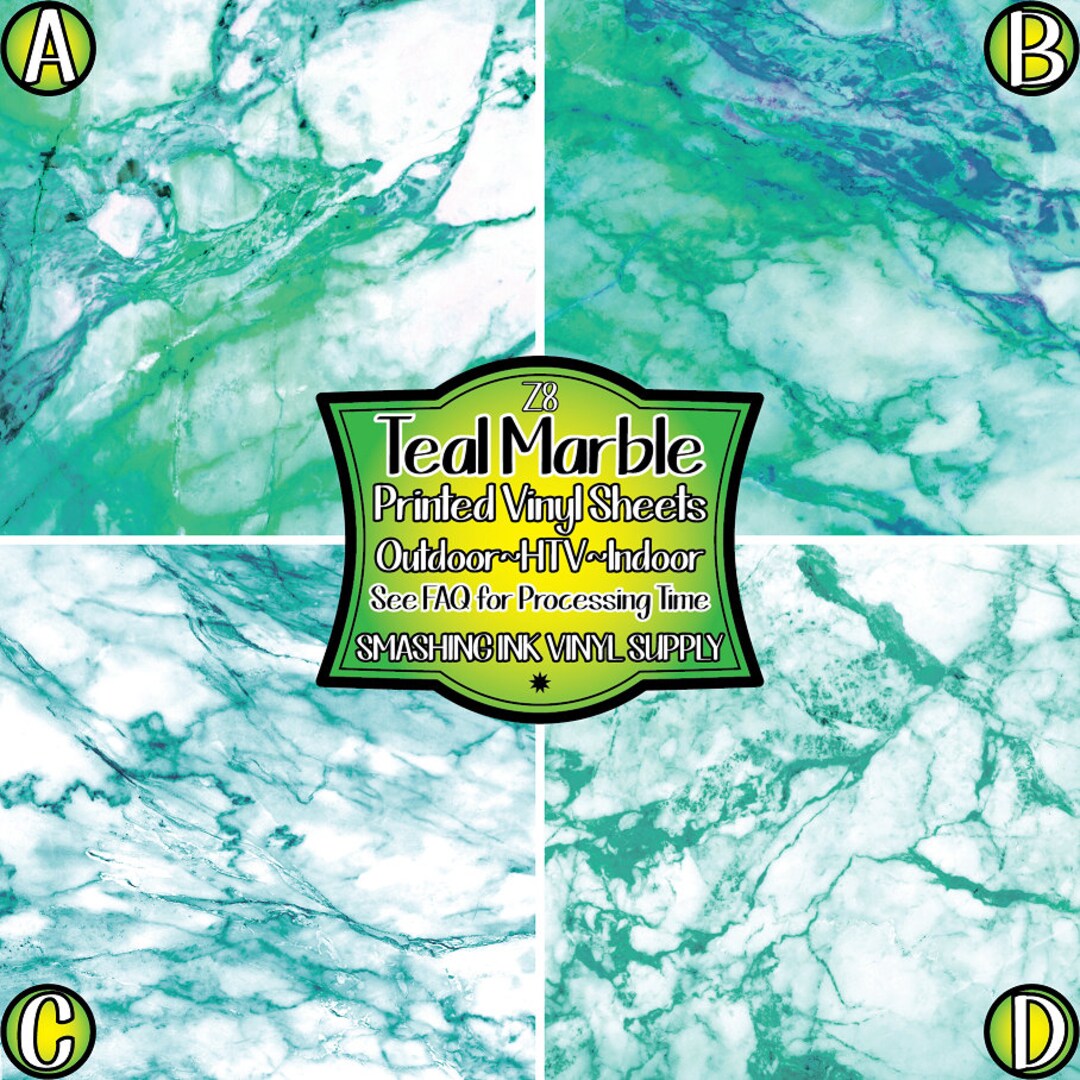 Teal Marble Vinyl/printed Heat Transfer Vinyl/patterned Vinyl/printed