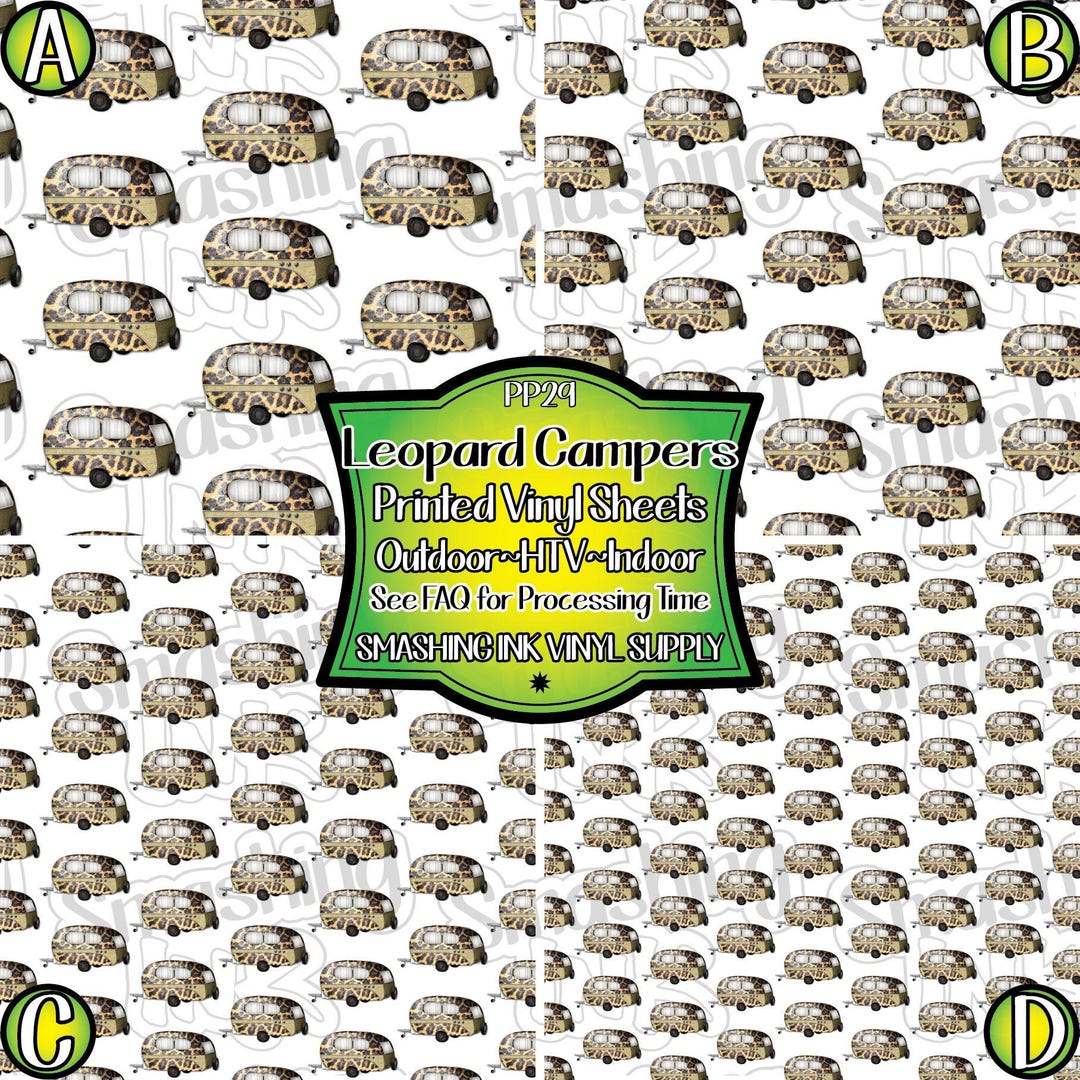 Leopard Camper Adhesive Vinyl | Heat Transfer | Faux Leather | Laser ...