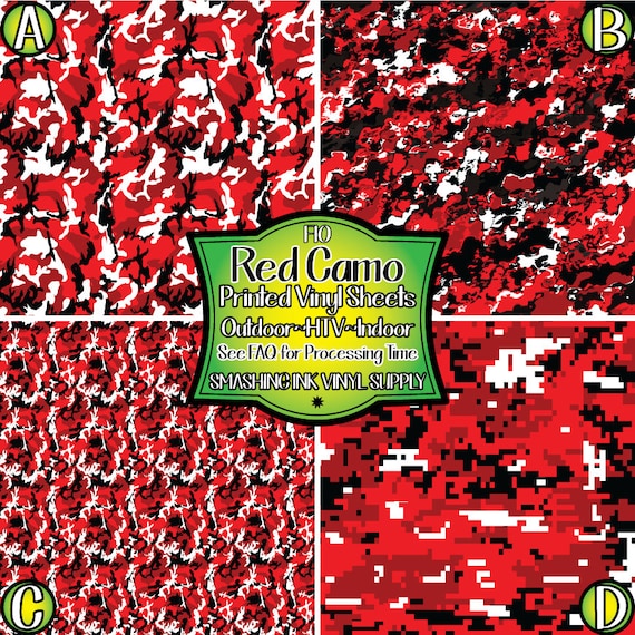 Red and Black Camouflage Heat Transfer Vinyl