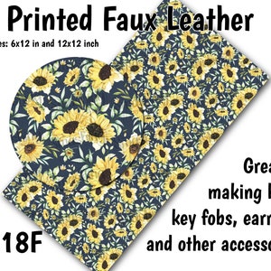 Sunflowers Faux Leather Sheet/Printed Faux Leather for Earrings/Leather Fabric for Bows/Leatherette Sheets/Synthetic Leather